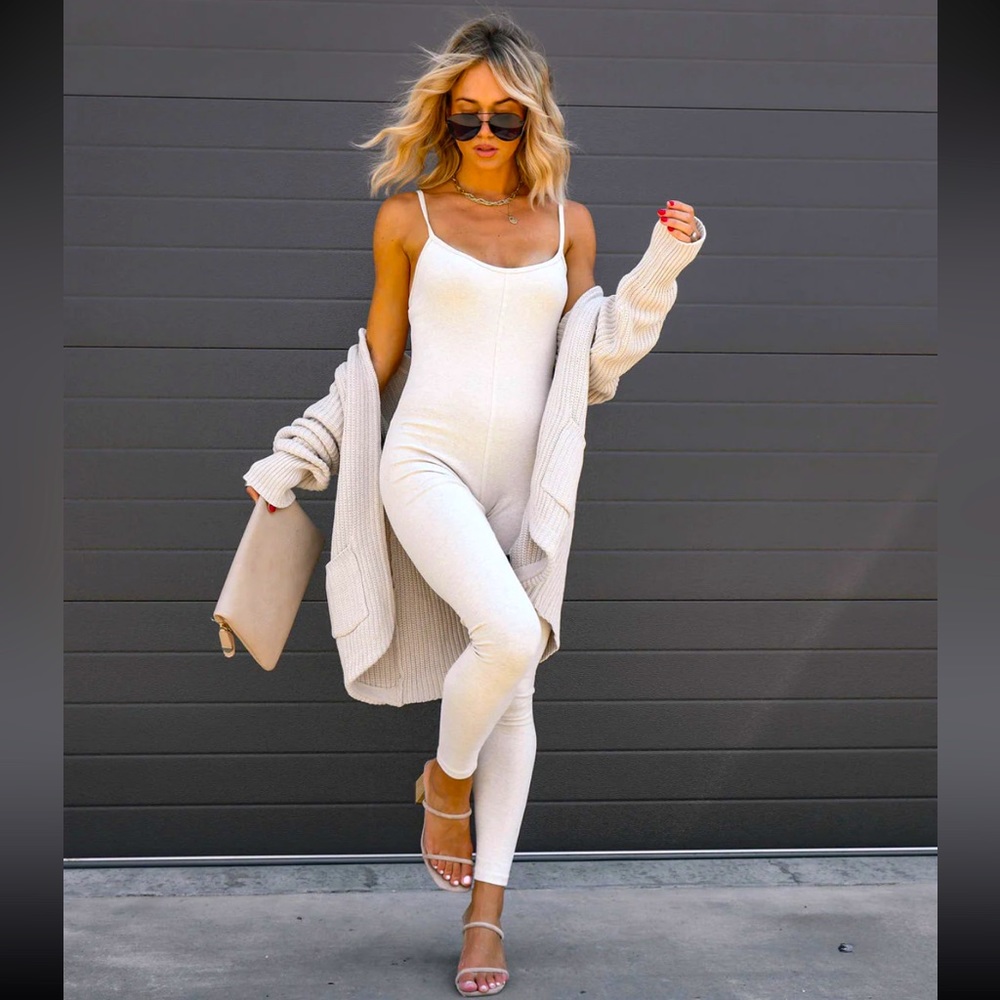 NWT Take It Easy Cotton Jumpsuit - Oatmeal